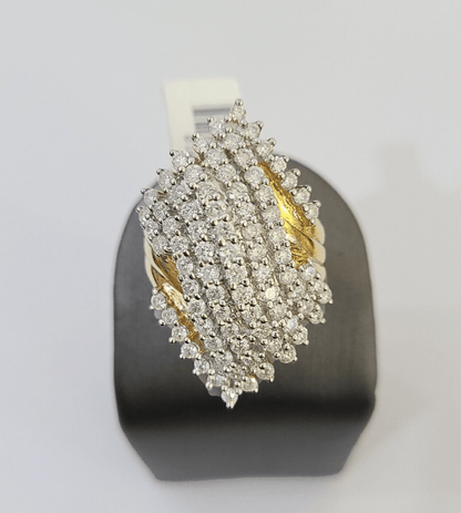 Real 10k Yellow Gold Diamond Ladies Ring Women Engagement Wedding - Reva Jeweler