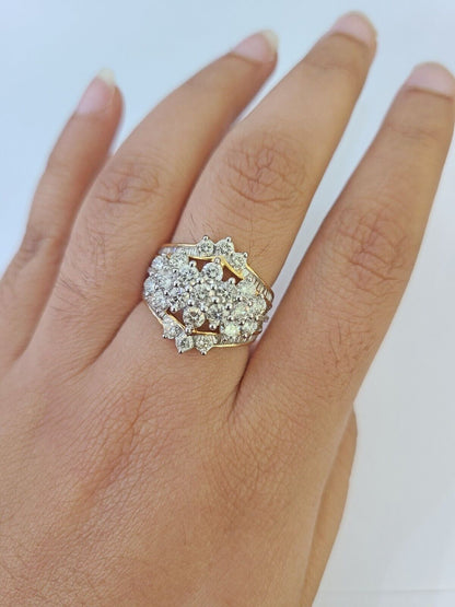 Real 10k Yellow Gold Diamond Ladies Ring Women Engagement Wedding - Reva Jeweler