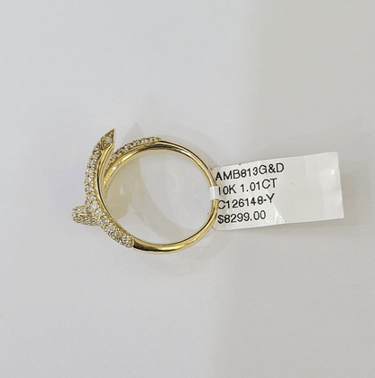 Real 10k Yellow Gold Diamond Ladies Ring Women Engagement Wedding - Reva Jeweler