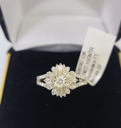 Real 10k Yellow Gold Diamond Ladies Ring Women Engagement Wedding - Reva Jeweler