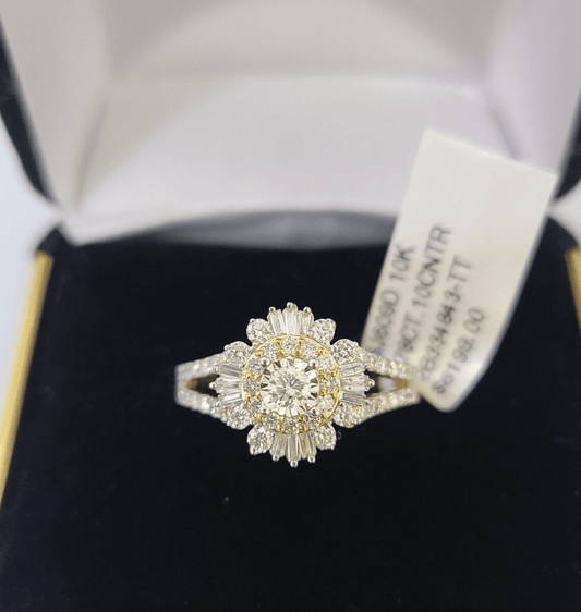 Real 10k Yellow Gold Diamond Ladies Ring Women Engagement Wedding - Reva Jeweler