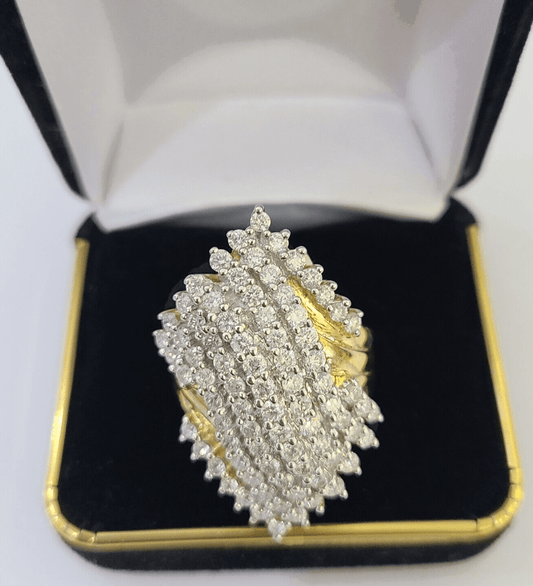 Real 10k Yellow Gold Diamond Ladies Ring Women Engagement Wedding - Reva Jeweler