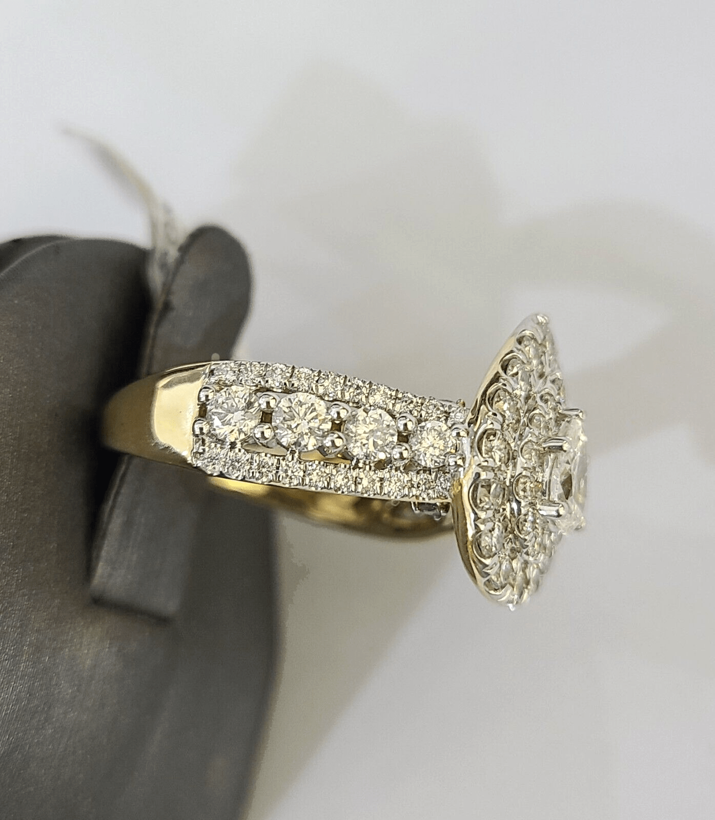 Real 10k Yellow Gold Diamond Ladies Ring Women Engagement Wedding Genuine - Reva Jeweler