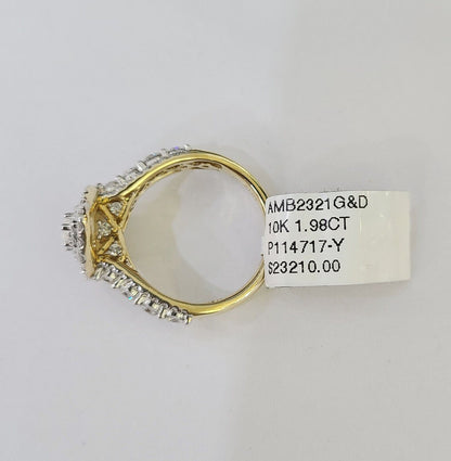 Real 10k Yellow Gold Diamond Ladies Ring Women Engagement Wedding Genuine - Reva Jeweler