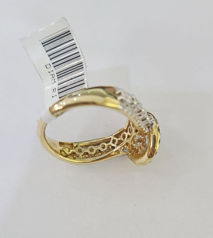 Real 10k Yellow Gold Diamond Ladies Ring Women Engagement Wedding Genuine - Reva Jeweler