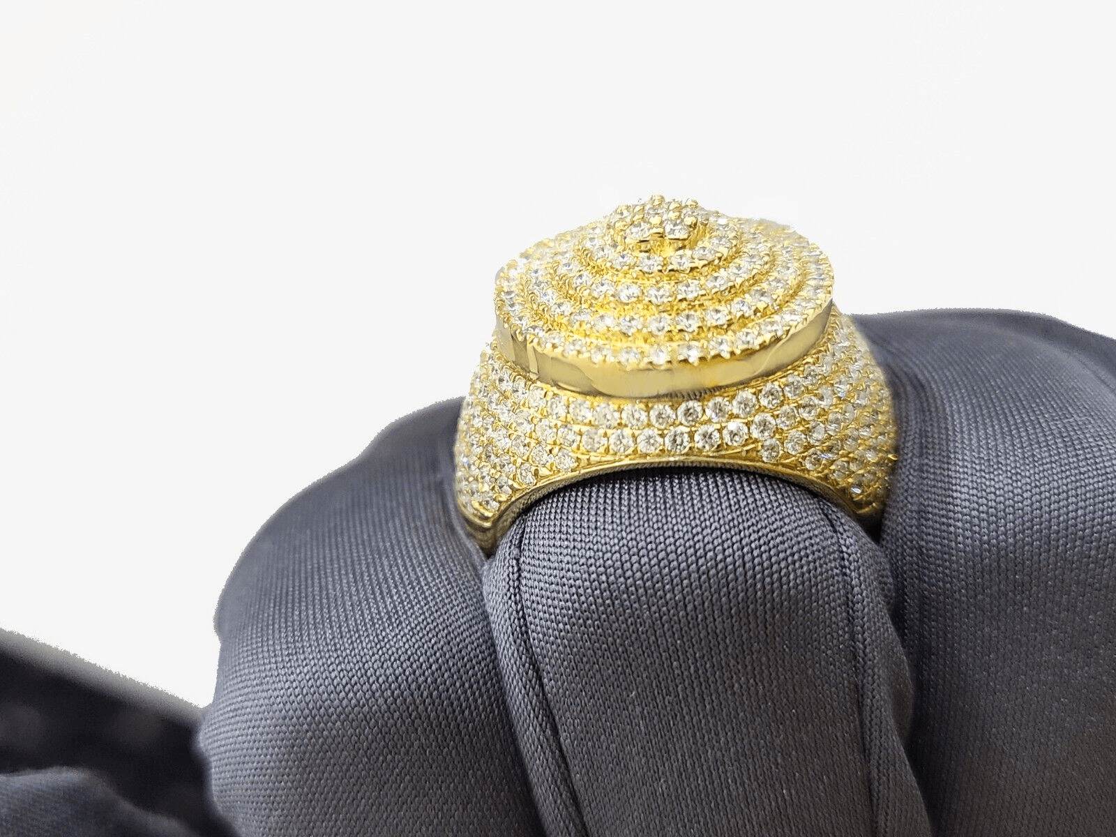 Real 10k Yellow Gold Diamond Lollipop Ring Genuine 3.26CT Diamonds 10kt Size 10 - Reva Jeweler