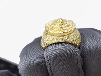 Real 10k Yellow Gold Diamond Lollipop Ring Genuine 3.26CT Diamonds 10kt Size 10 - Reva Jeweler