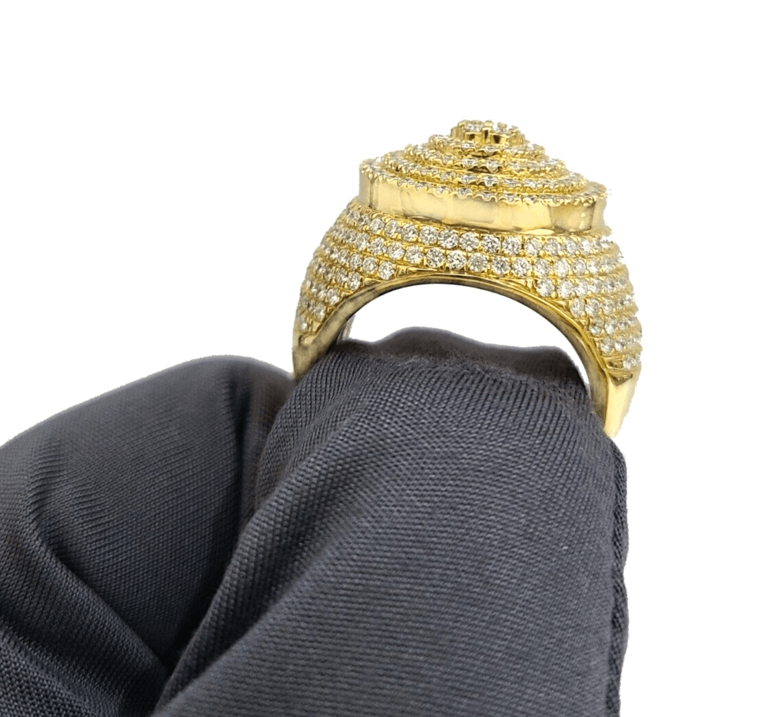 Real 10k Yellow Gold Diamond Lollipop Ring Genuine 3.26CT Diamonds 10kt Size 10 - Reva Jeweler