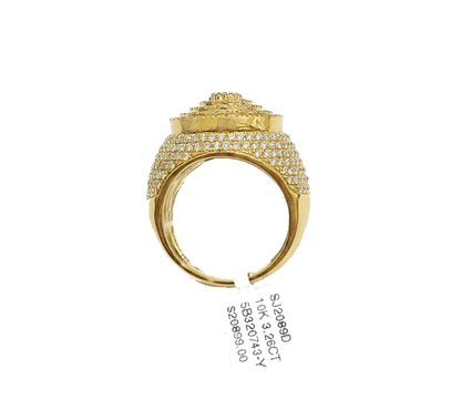 Real 10k Yellow Gold Diamond Lollipop Ring Genuine 3.26CT Diamonds 10kt Size 10 - Reva Jeweler