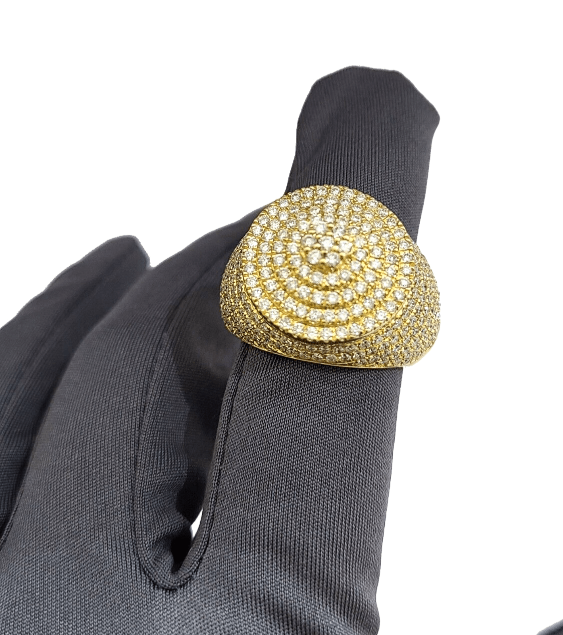 Real 10k Yellow Gold Diamond Lollipop Ring Genuine 3.26CT Diamonds 10kt Size 10 - Reva Jeweler