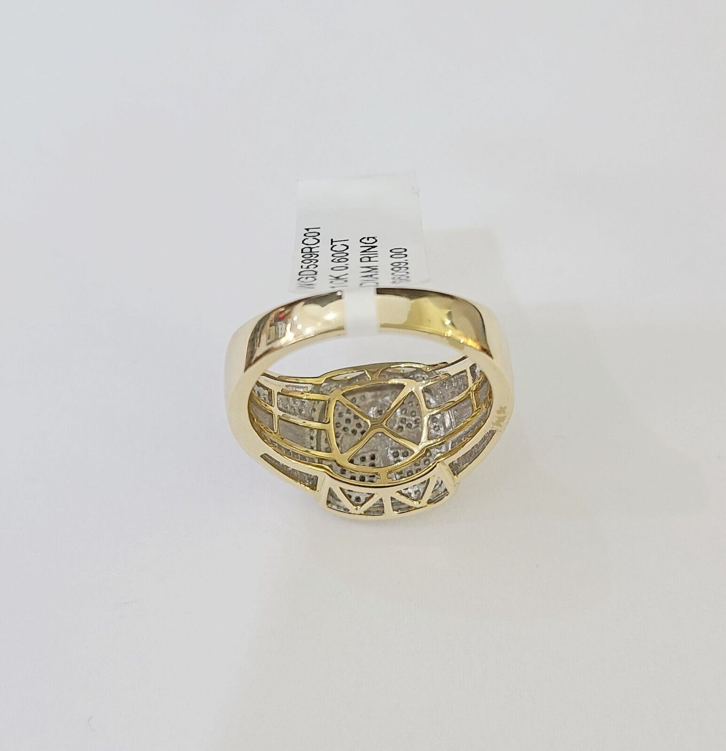 Real 10k Yellow Gold Diamond Mens Ring Ankh Cross Band Wedding Genuine Natural - Reva Jeweler