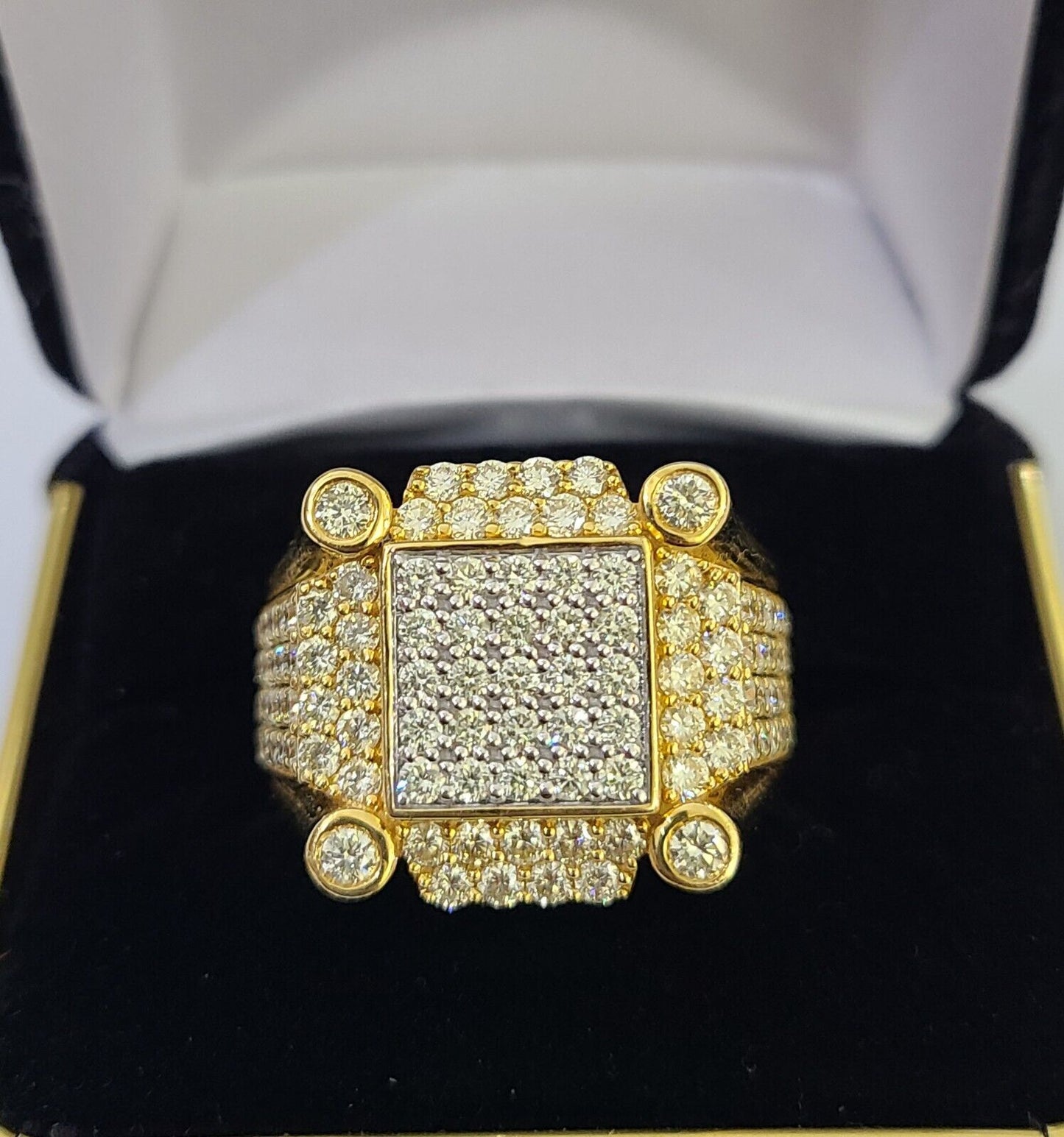 Real 10k Yellow Gold Diamond Mens Ring Band Wedding Casual Genuine Natural - Reva Jeweler