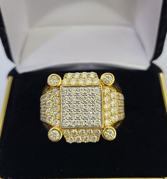 Real 10k Yellow Gold Diamond Mens Ring Band Wedding Casual Genuine Natural - Reva Jeweler