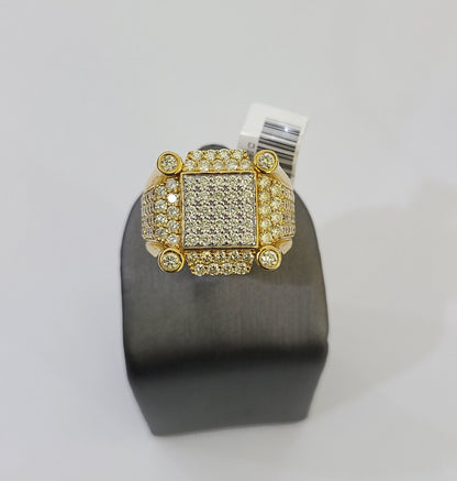 Real 10k Yellow Gold Diamond Mens Ring Band Wedding Casual Genuine Natural - Reva Jeweler