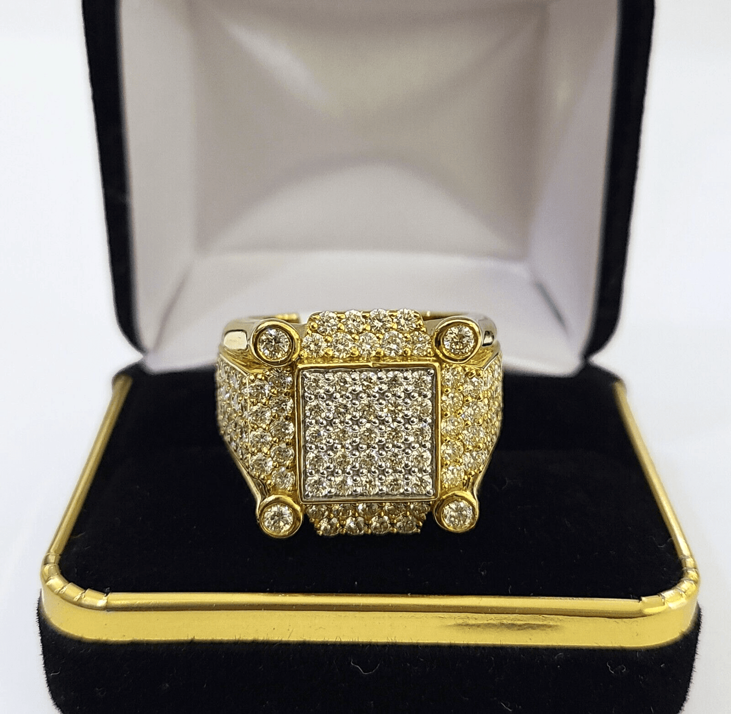 Real 10k Yellow Gold Diamond Mens Ring Band Wedding Casual Genuine Natural - Reva Jeweler