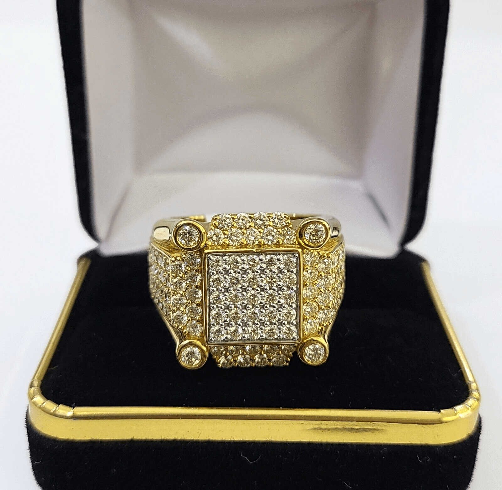 Real 10k Yellow Gold Diamond Mens Ring Band Wedding Casual Genuine Natural - Reva Jeweler
