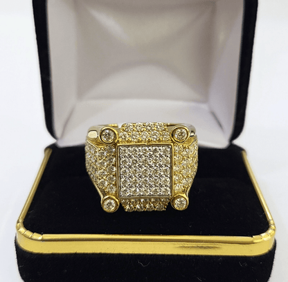 Real 10k Yellow Gold Diamond Mens Ring Band Wedding Casual Genuine Natural - Reva Jeweler