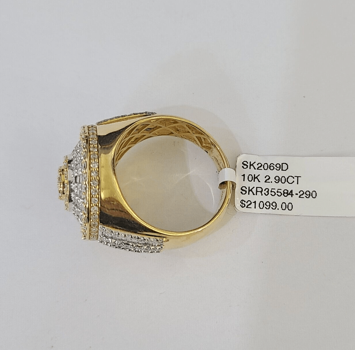 Real 10k Yellow Gold Diamond Mens Ring Band Wedding Casual Genuine Natural - Reva Jeweler