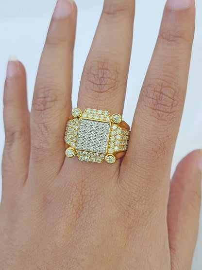 Real 10k Yellow Gold Diamond Mens Ring Band Wedding Casual Genuine Natural - Reva Jeweler