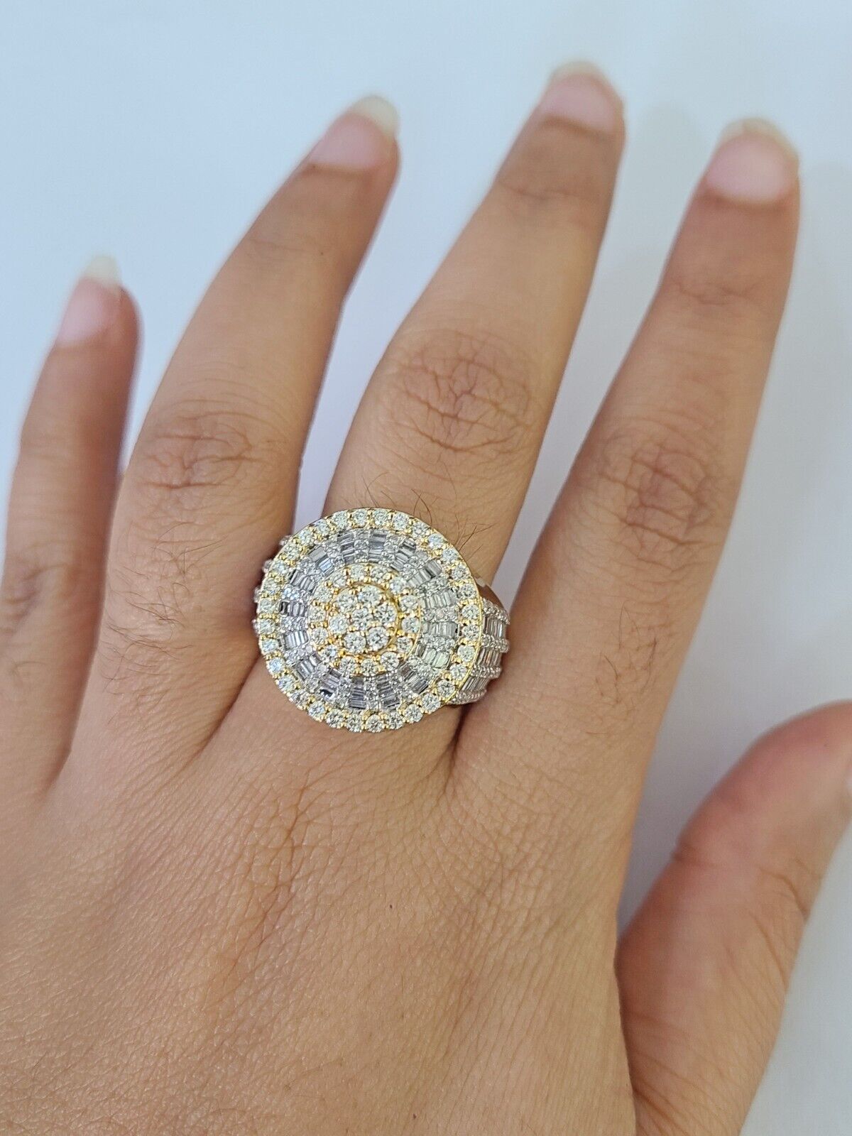 Real 10k Yellow Gold Diamond Mens Ring Band Wedding Casual Genuine Natural - Reva Jeweler