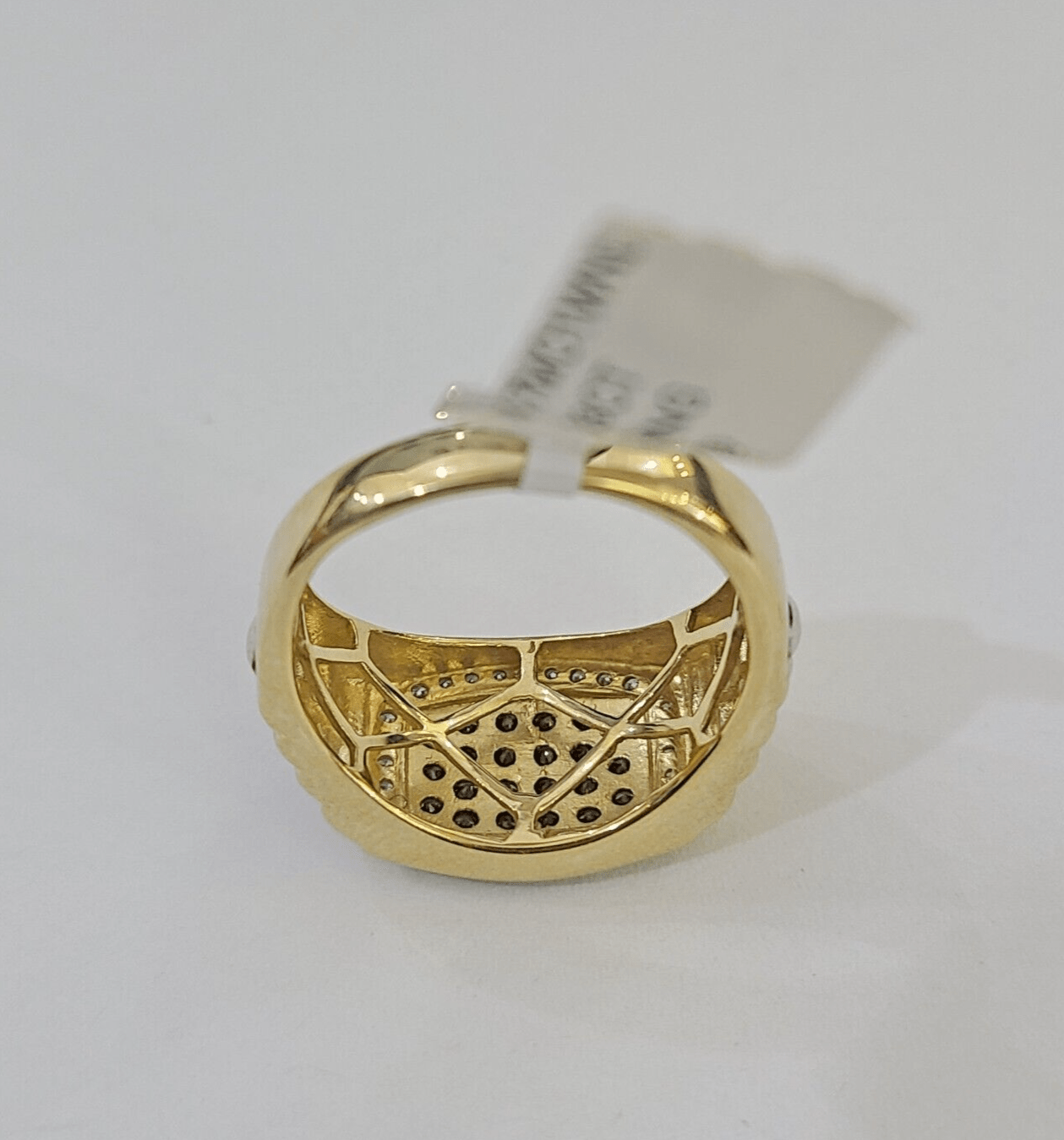 Real 10k Yellow Gold Diamond Mens Ring Band Wedding Casual Genuine Natural - Reva Jeweler