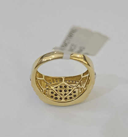 Real 10k Yellow Gold Diamond Mens Ring Band Wedding Casual Genuine Natural - Reva Jeweler