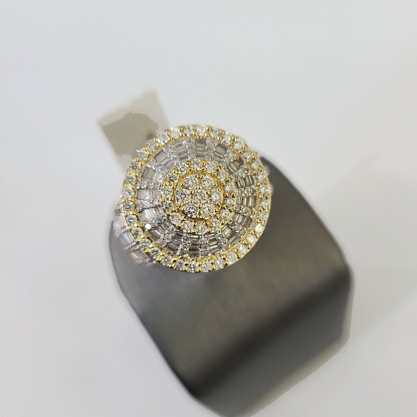 Real 10k Yellow Gold Diamond Mens Ring Band Wedding Casual Genuine Natural - Reva Jeweler