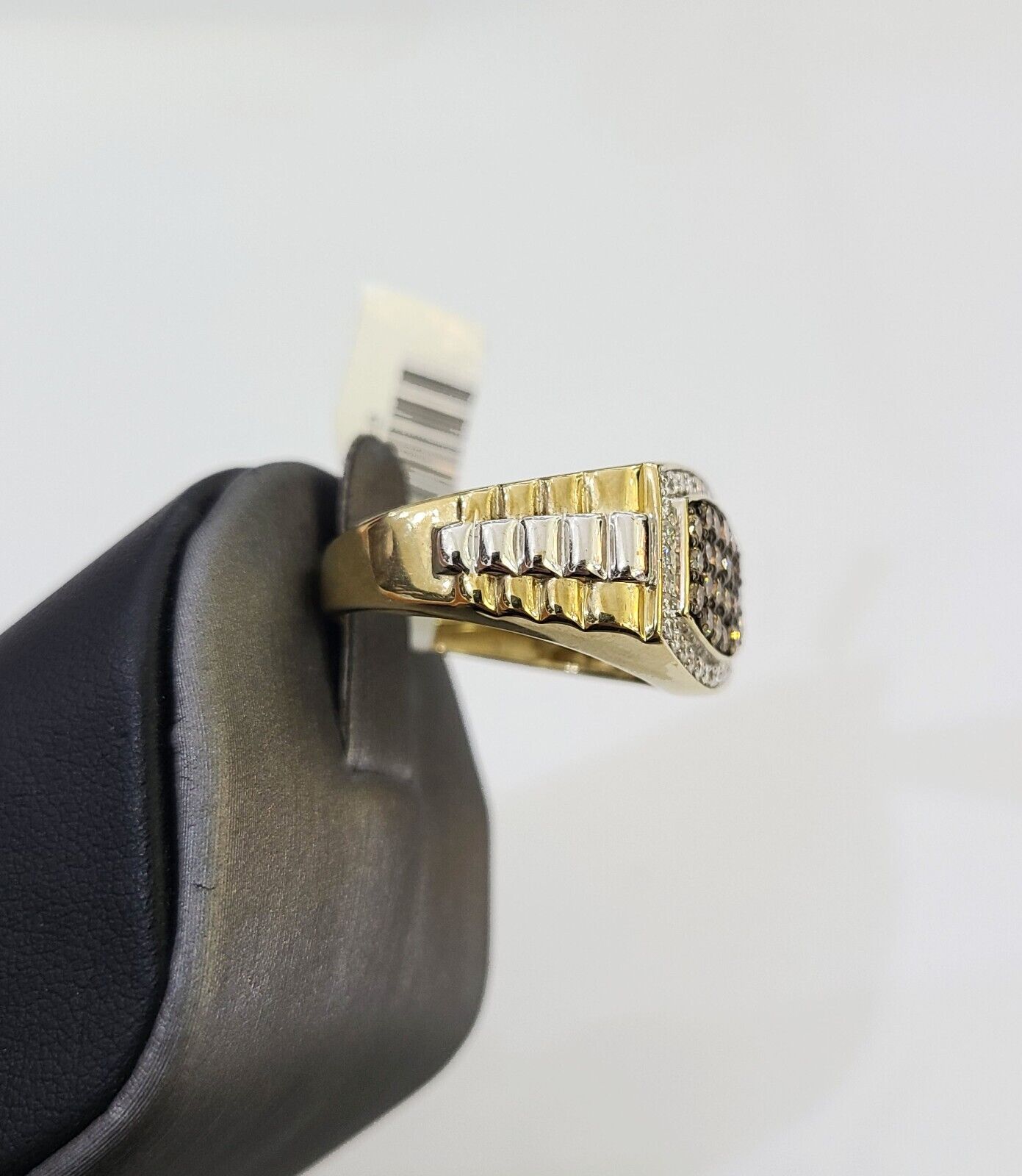 Real 10k Yellow Gold Diamond Mens Ring Band Wedding Casual Genuine Natural - Reva Jeweler
