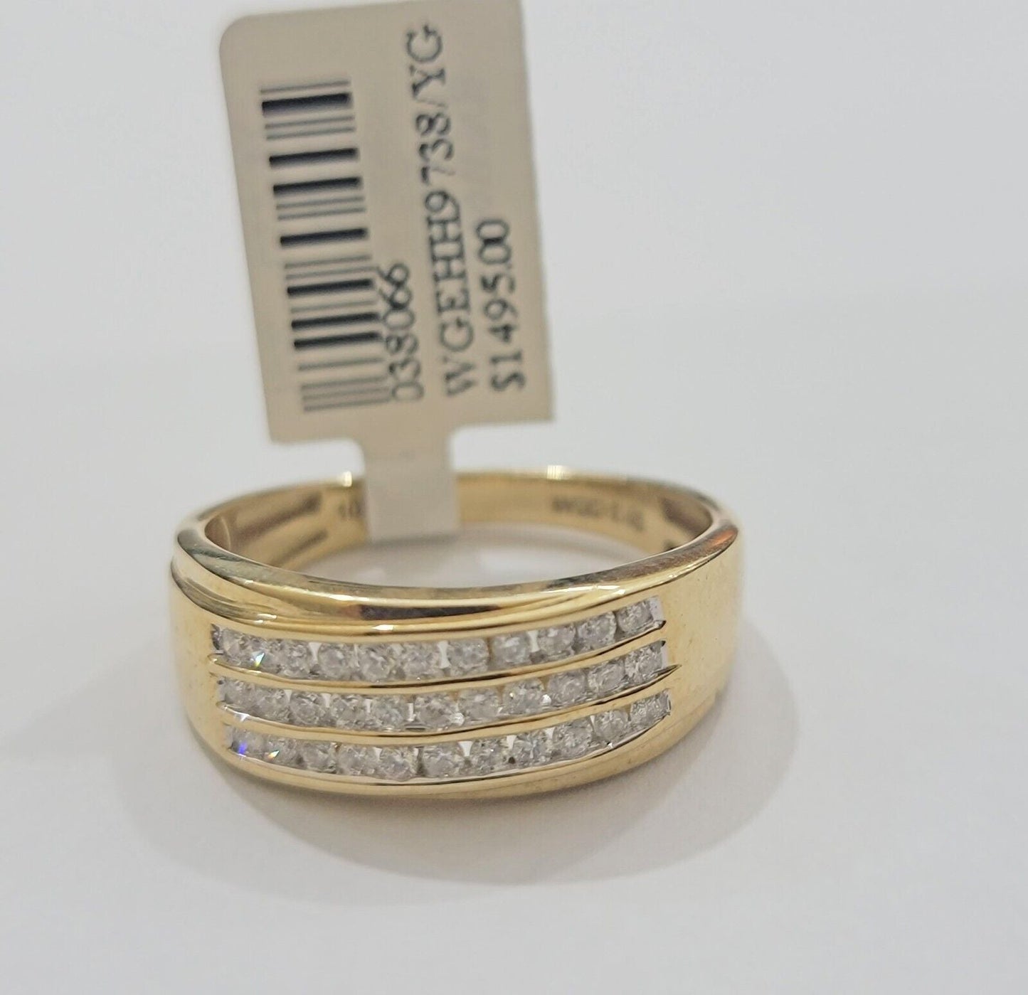 Real 10k Yellow Gold Diamond Mens Ring Band Wedding Engagement, Unique, Genuine - Reva Jeweler