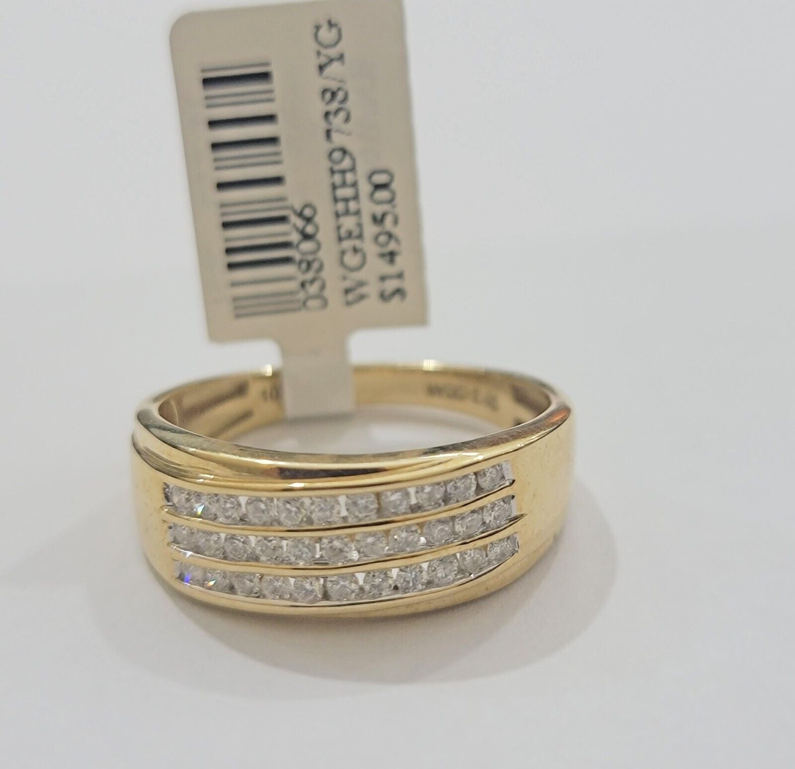 Real 10k Yellow Gold Diamond Mens Ring Band Wedding Engagement, Unique, Genuine - Reva Jeweler