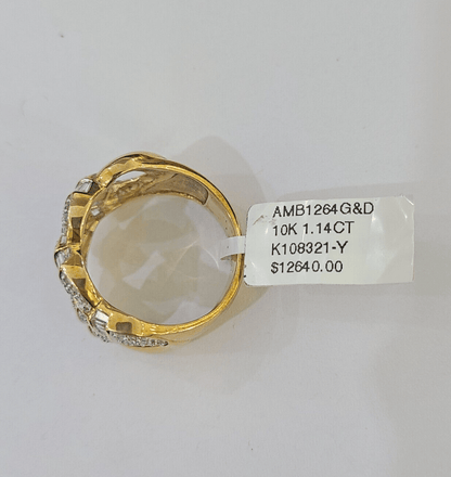 Real 10k Yellow Gold Diamond Mens Ring Band Wedding Genuine Natural - Reva Jeweler