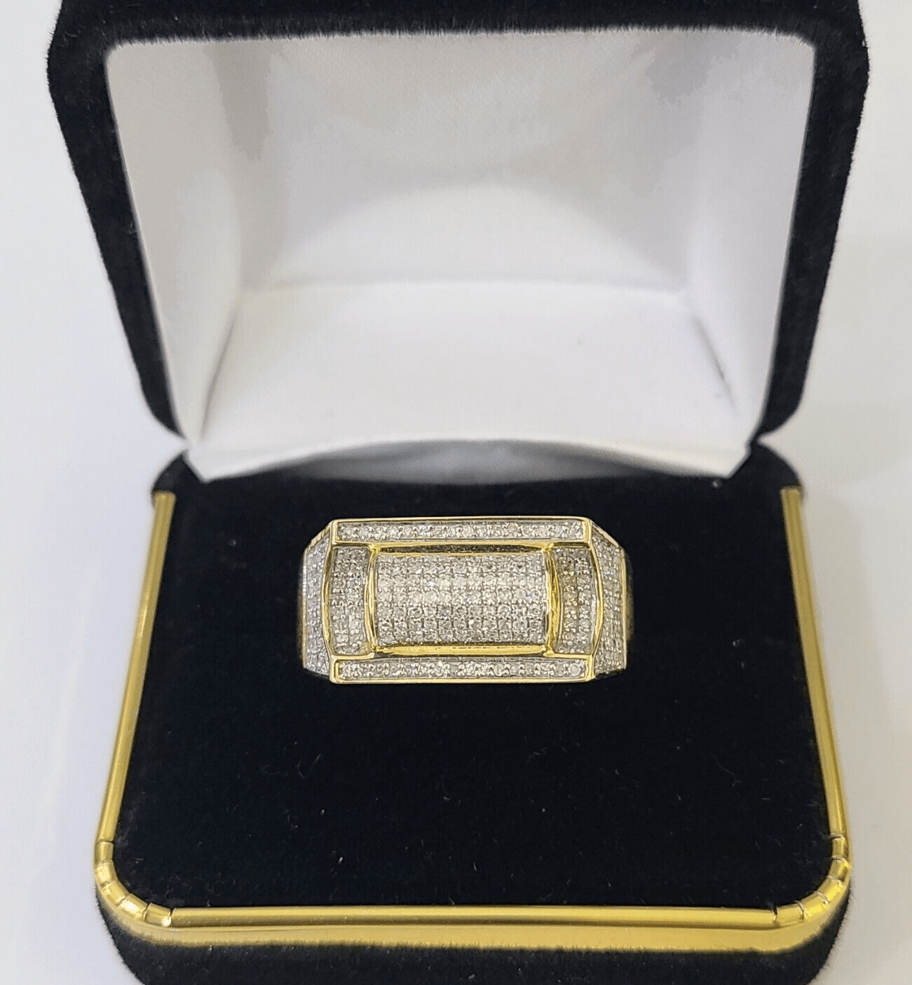 Real 10k Yellow Gold Diamond Mens Ring Band Wedding Genuine Natural - Reva Jeweler