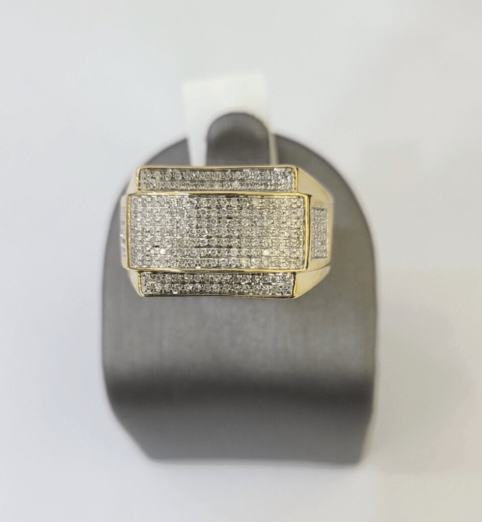 Real 10k Yellow Gold Diamond Mens Ring Band Wedding Genuine Natural - Reva Jeweler