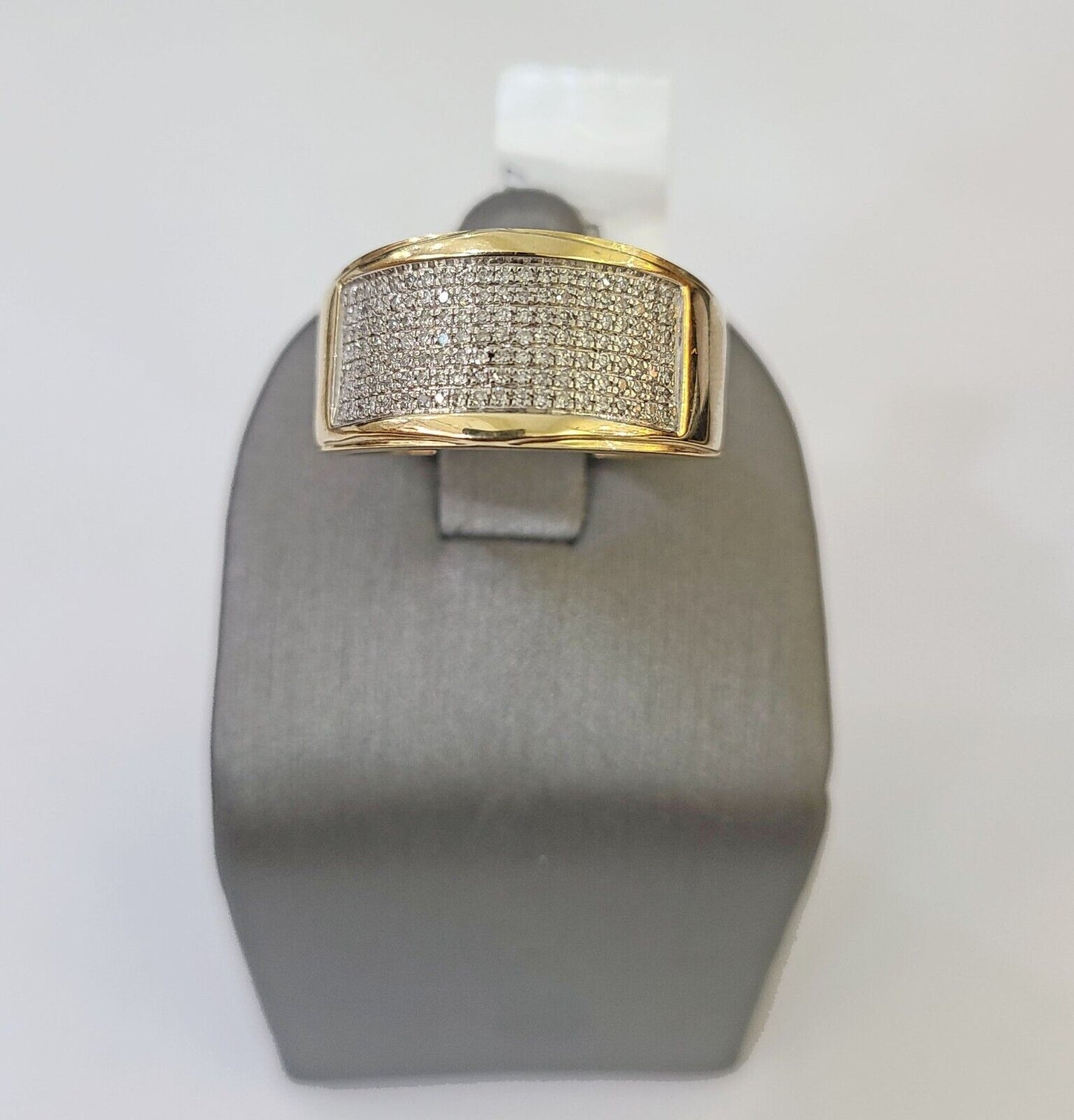 Real 10k Yellow Gold Diamond Mens Ring Band Wedding Genuine Natural - Reva Jeweler