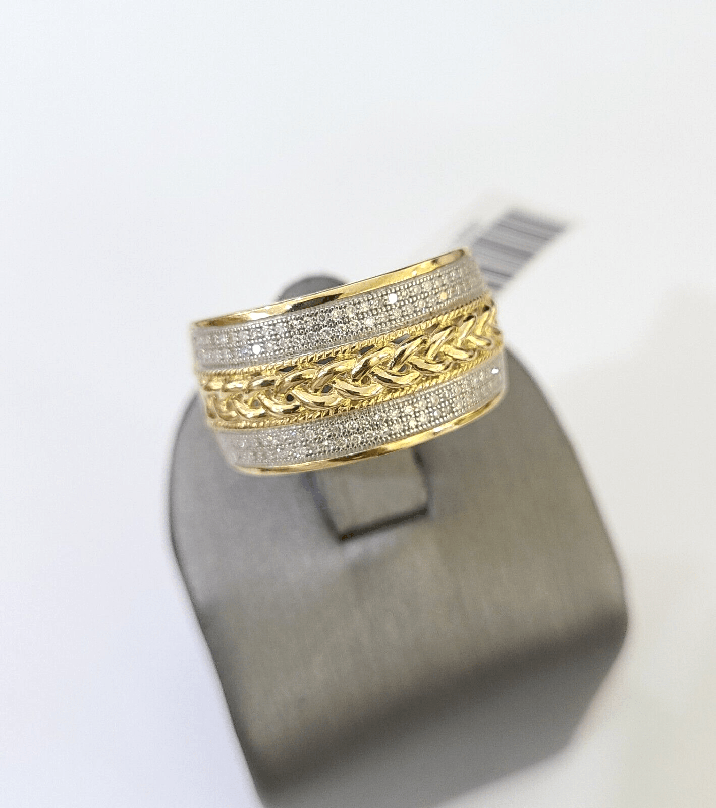 Real 10k Yellow Gold Diamond Mens Ring Band Wedding Genuine Natural - Reva Jeweler