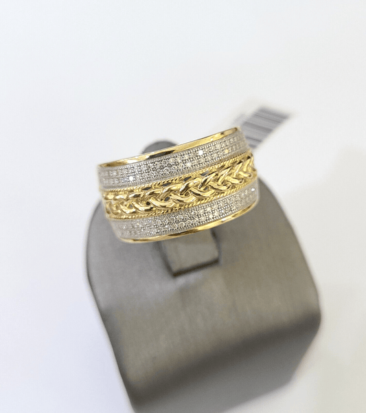 Real 10k Yellow Gold Diamond Mens Ring Band Wedding Genuine Natural - Reva Jeweler