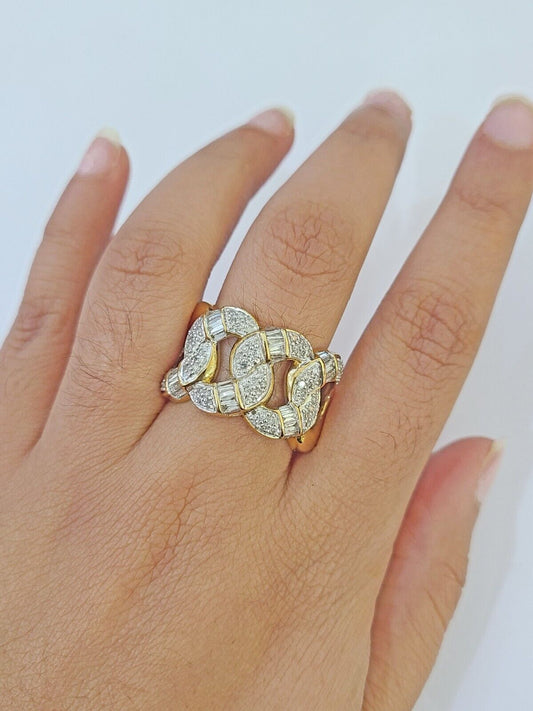 Real 10k Yellow Gold Diamond Mens Ring Band Wedding Genuine Natural - Reva Jeweler
