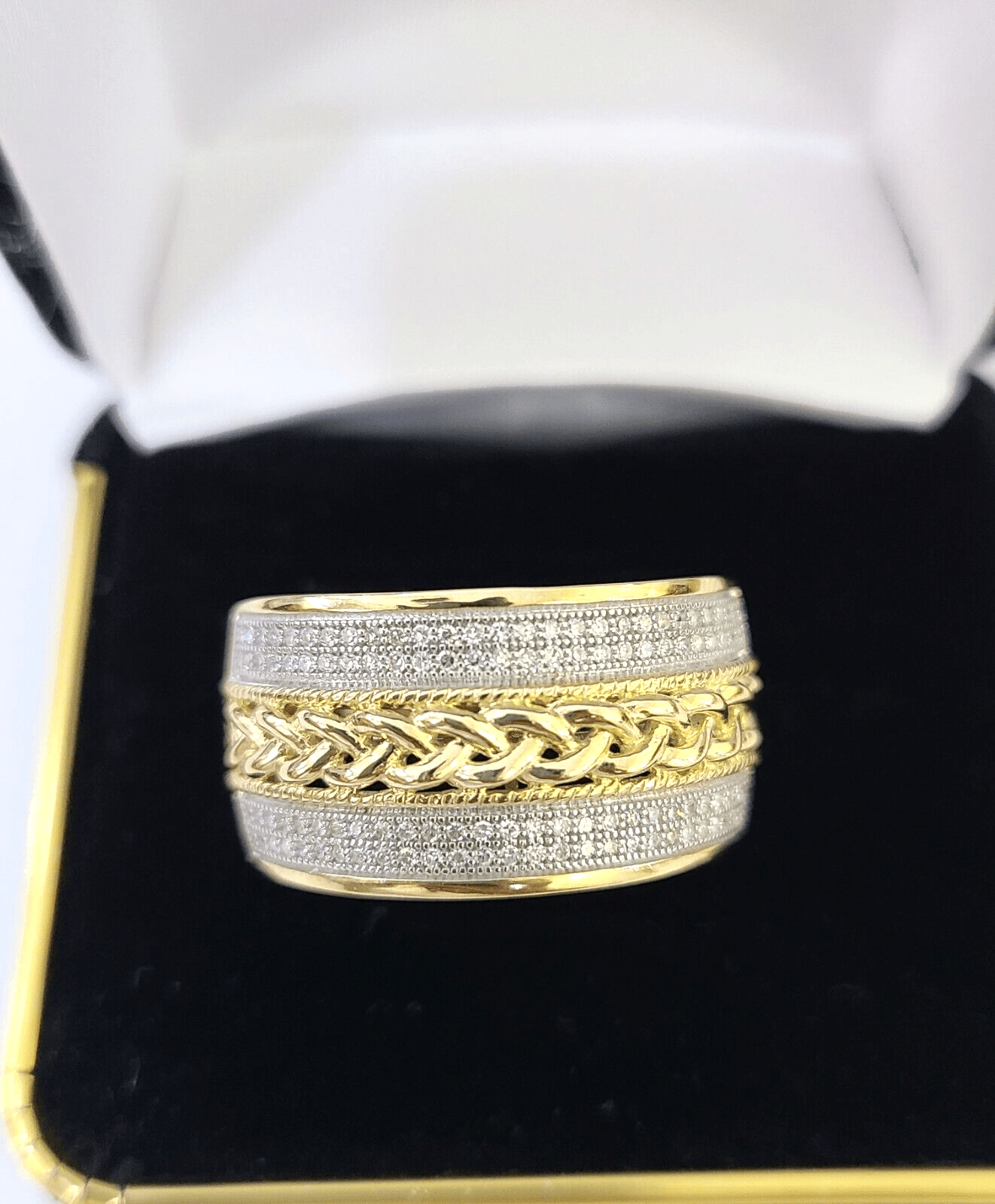 Real 10k Yellow Gold Diamond Mens Ring Band Wedding Genuine Natural - Reva Jeweler
