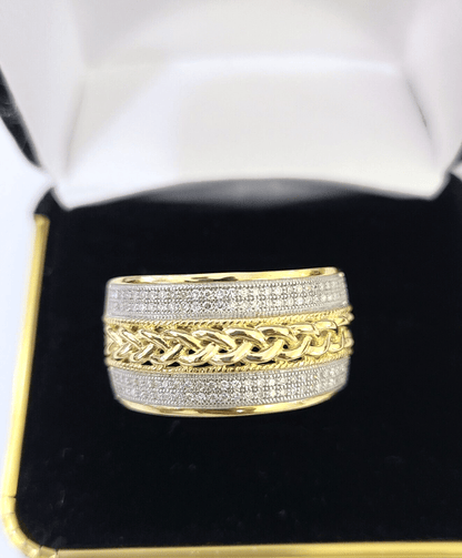 Real 10k Yellow Gold Diamond Mens Ring Band Wedding Genuine Natural - Reva Jeweler