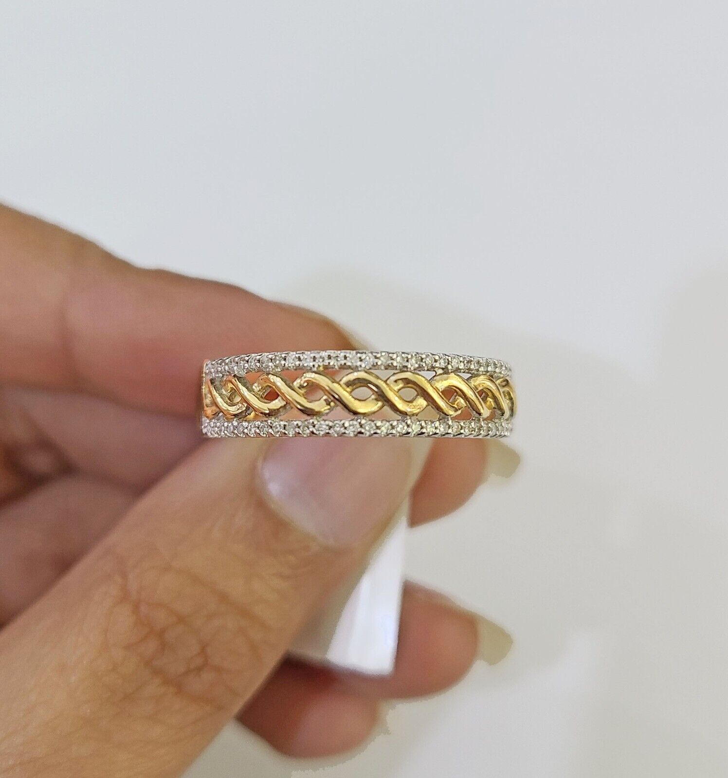 Real 10k Yellow Gold Diamond Mens Ring Band Wedding Genuine Natural - Reva Jeweler
