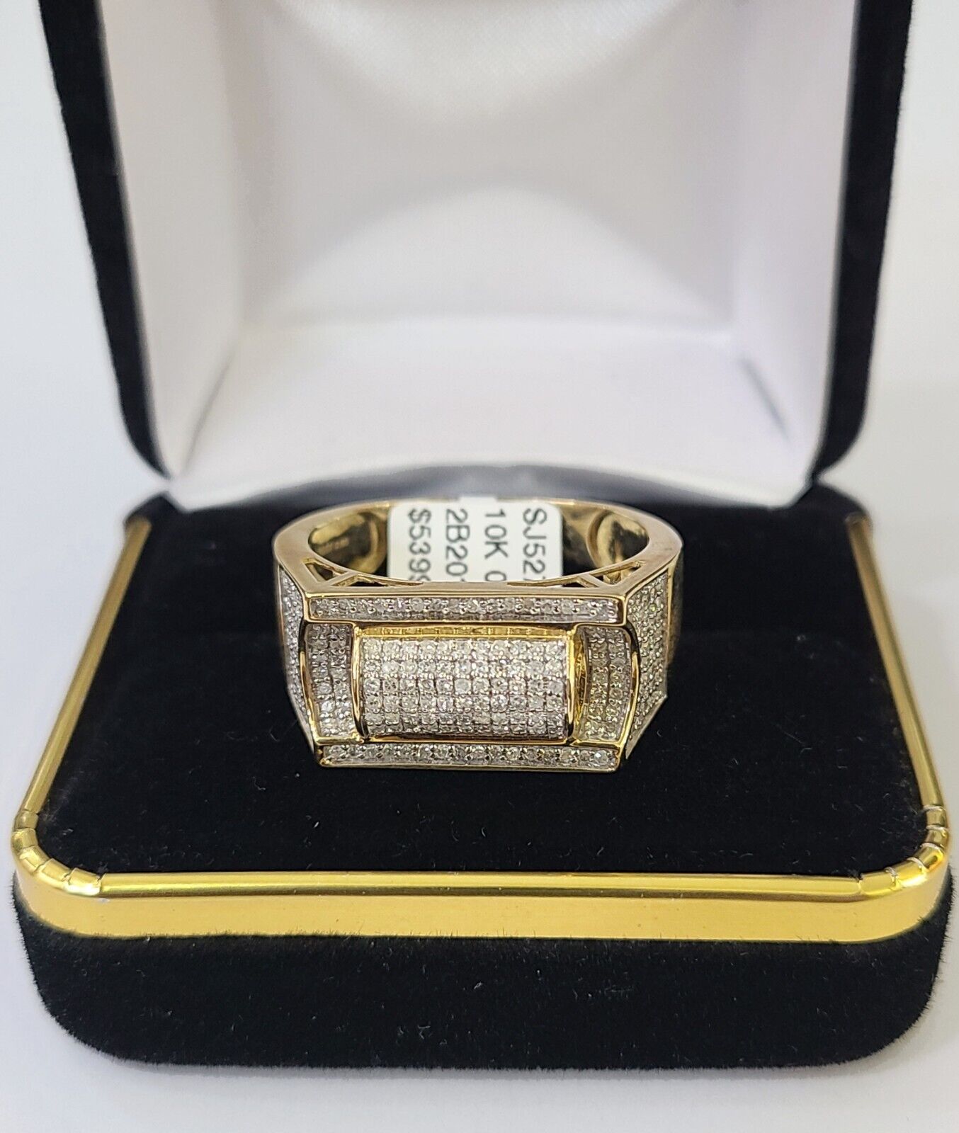 Real 10k Yellow Gold Diamond Mens Ring Band Wedding Genuine Natural - Reva Jeweler