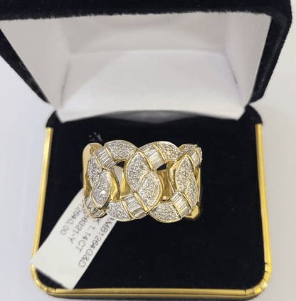 Real 10k Yellow Gold Diamond Mens Ring Band Wedding Genuine Natural - Reva Jeweler