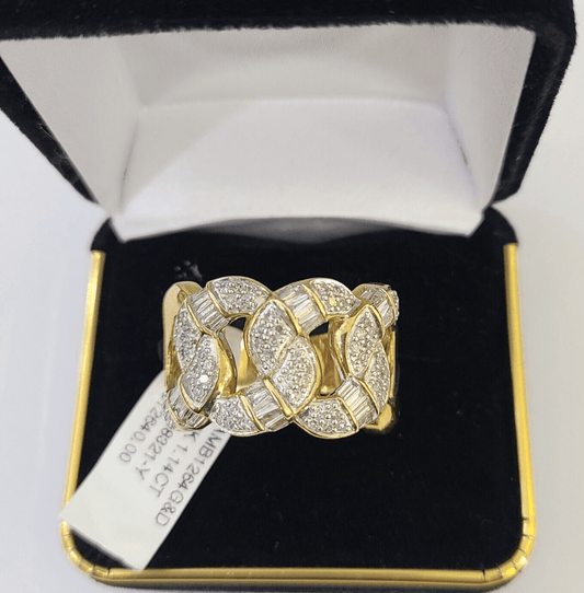 Real 10k Yellow Gold Diamond Mens Ring Band Wedding Genuine Natural - Reva Jeweler