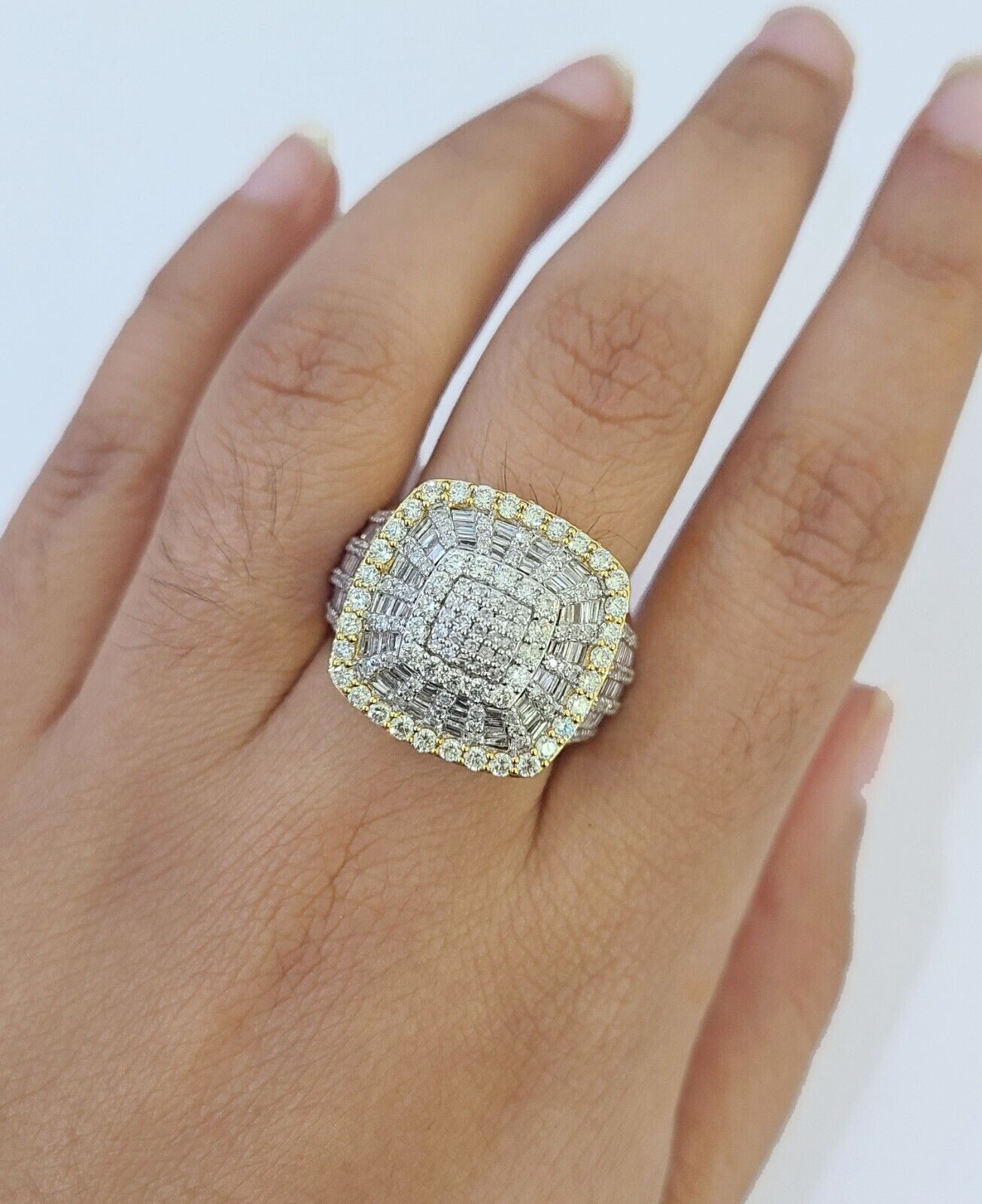 Real 10k Yellow Gold Diamond Mens Ring Band Wedding Genuine Natural - Reva Jeweler