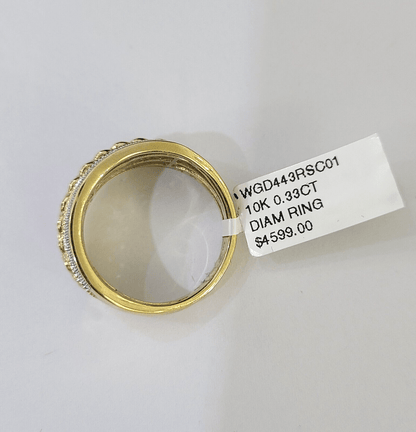 Real 10k Yellow Gold Diamond Mens Ring Band Wedding Genuine Natural - Reva Jeweler