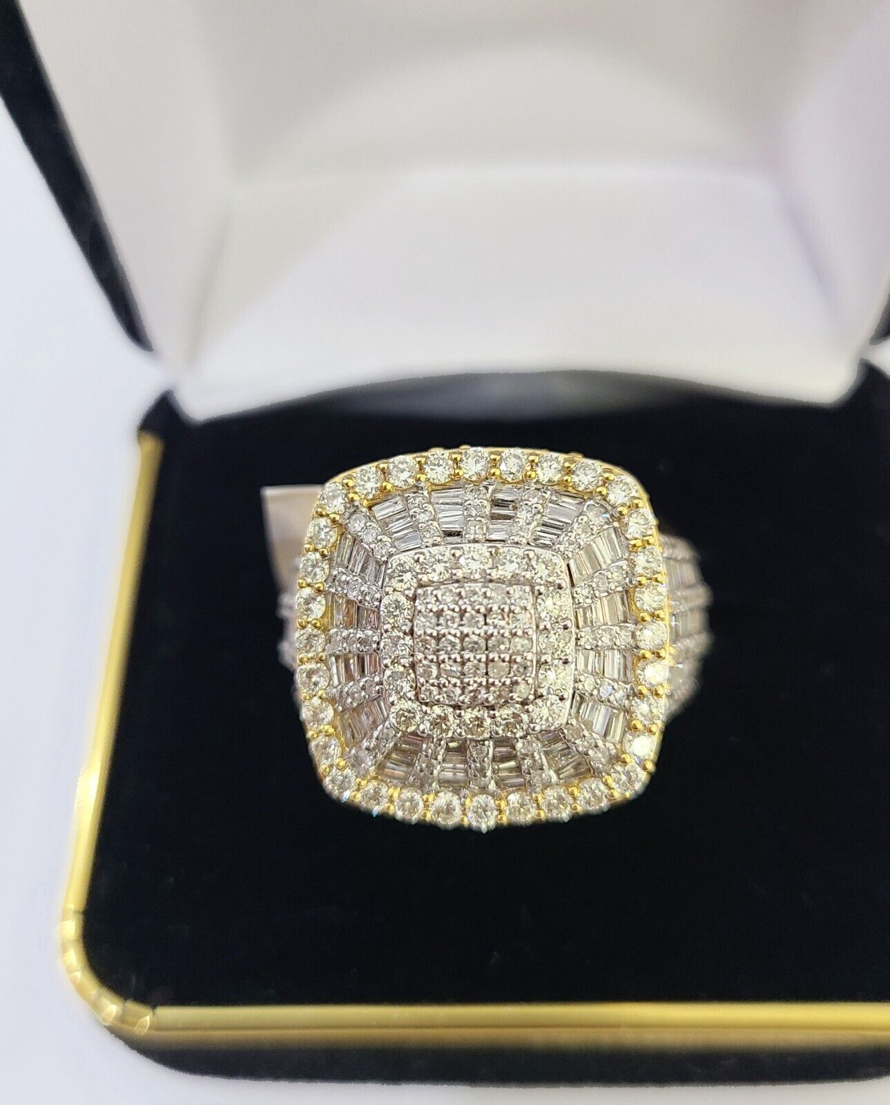 Real 10k Yellow Gold Diamond Mens Ring Band Wedding Genuine Natural - Reva Jeweler