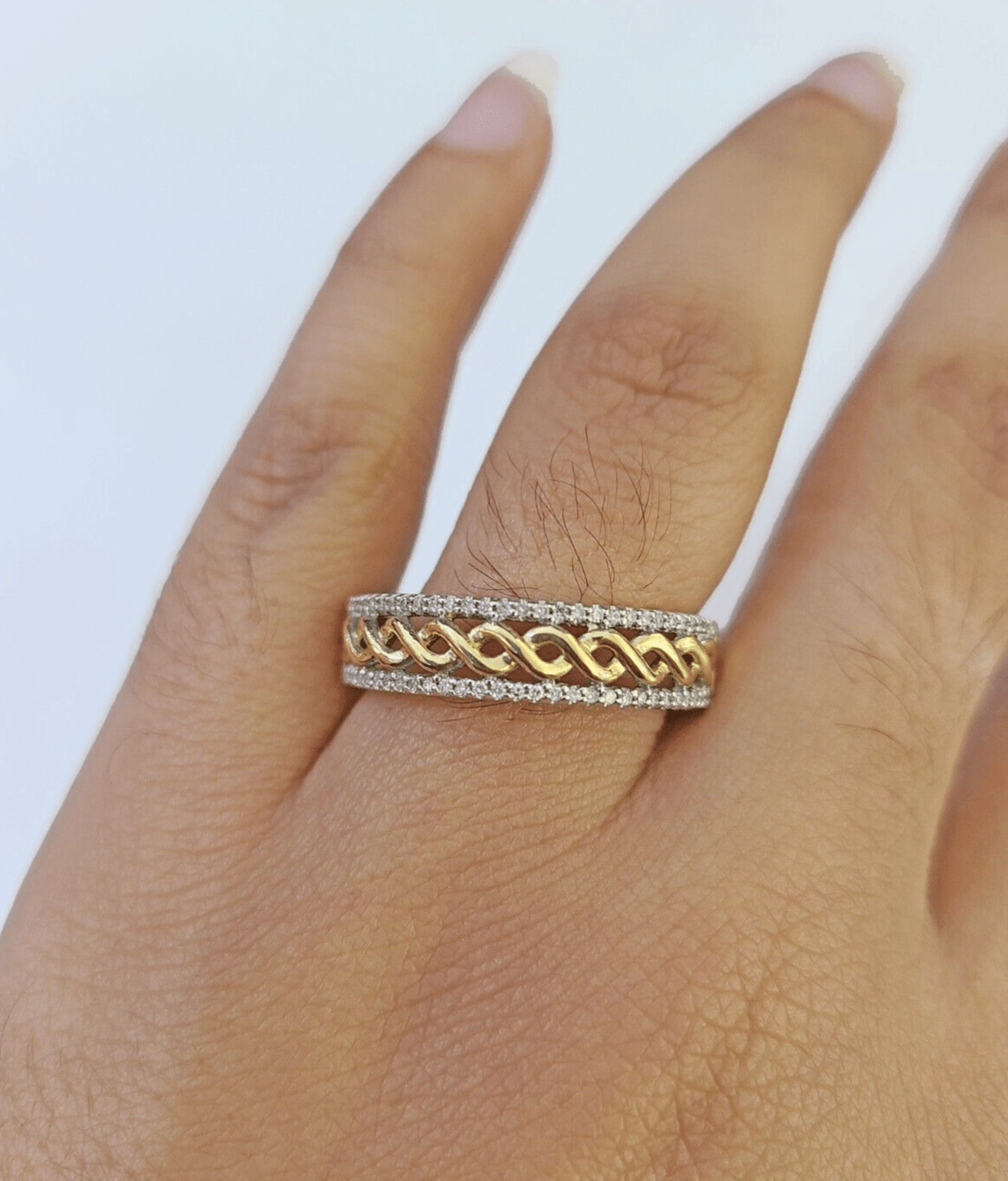 Real 10k Yellow Gold Diamond Mens Ring Band Wedding Genuine Natural - Reva Jeweler