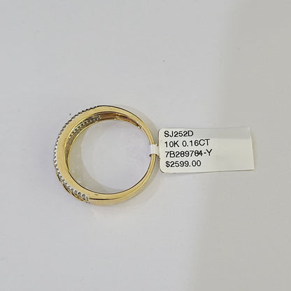 Real 10k Yellow Gold Diamond Mens Ring Band Wedding Genuine Natural - Reva Jeweler
