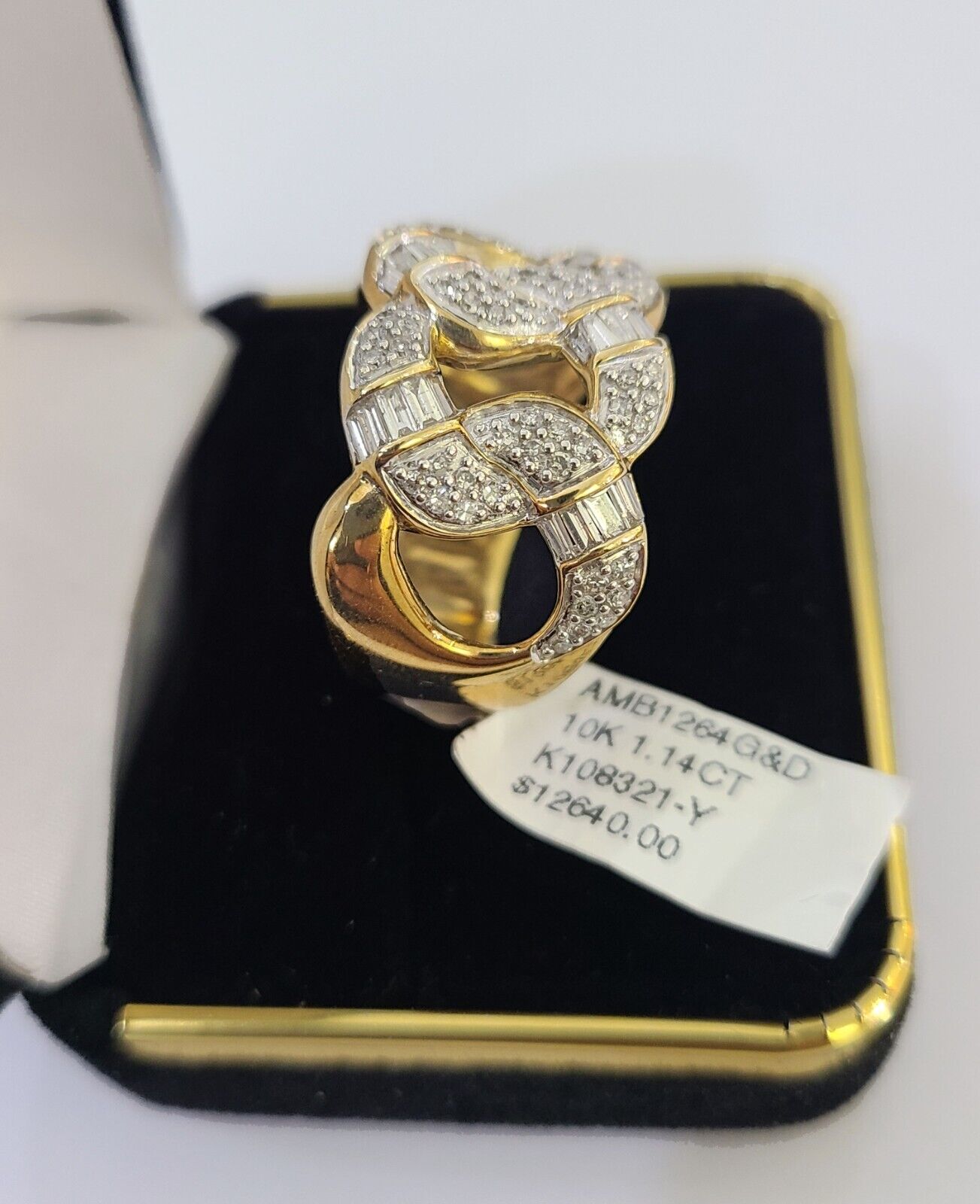Real 10k Yellow Gold Diamond Mens Ring Band Wedding Genuine Natural - Reva Jeweler