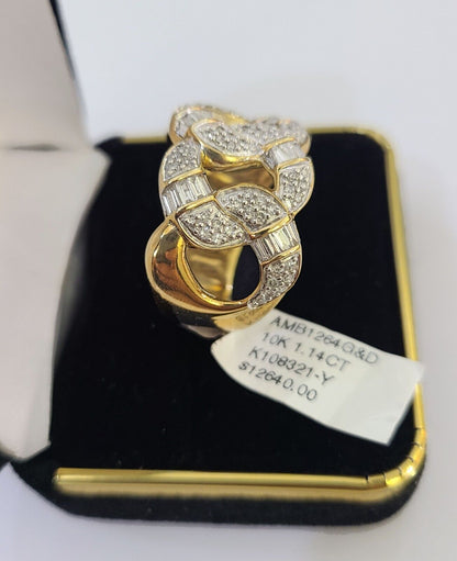 Real 10k Yellow Gold Diamond Mens Ring Band Wedding Genuine Natural - Reva Jeweler